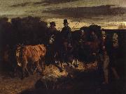 Gustave Courbet bonder atervander till flagey marknanaden oil painting reproduction